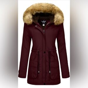 YXP Winter Thicken Military Parka Jacket Warm Fleece Cotton Coat with Fur Hood